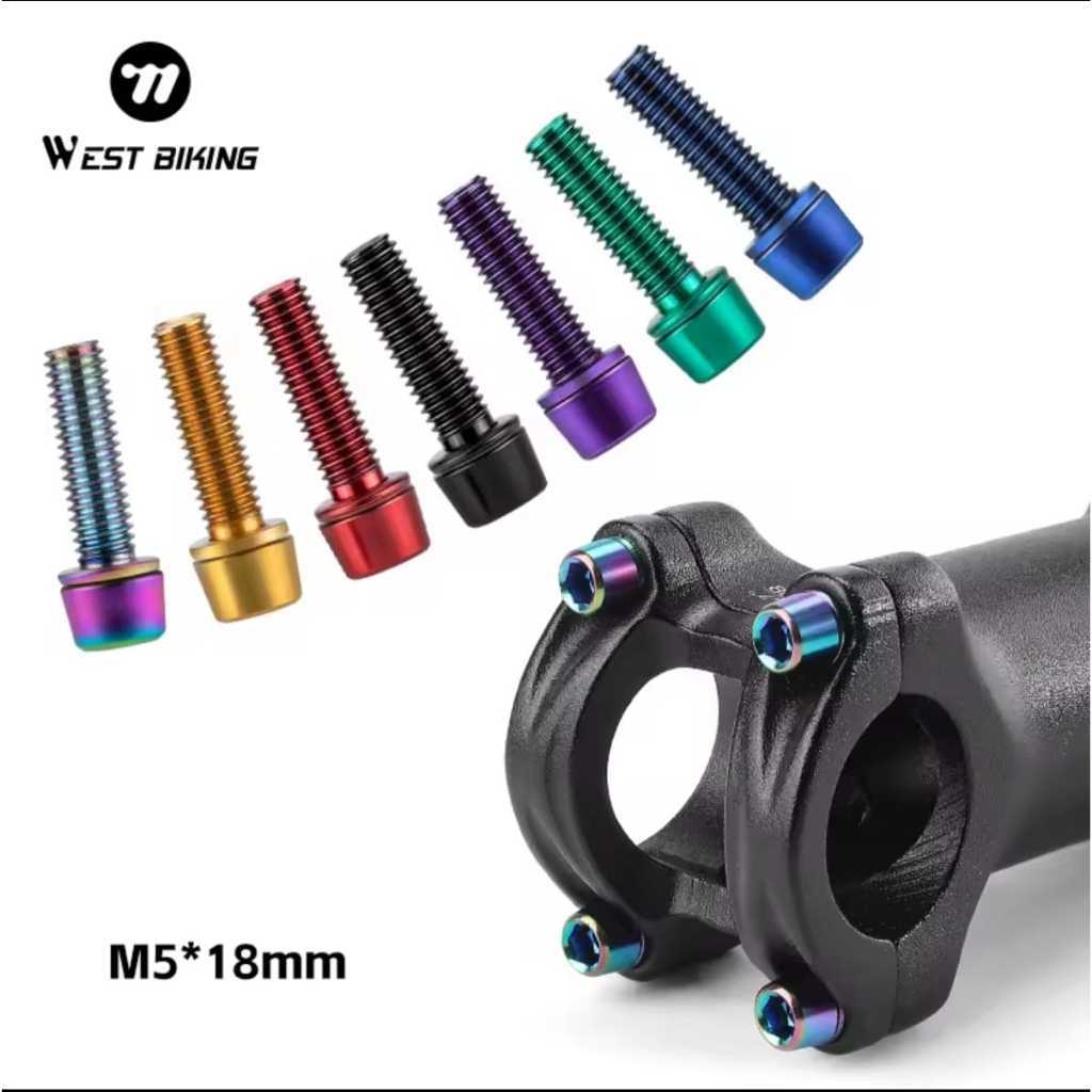 Foto West Biking Baut Stem 6pcs Rainbow Pelangi M5 x 18 mm Bolt Bottle Cage Sepeda