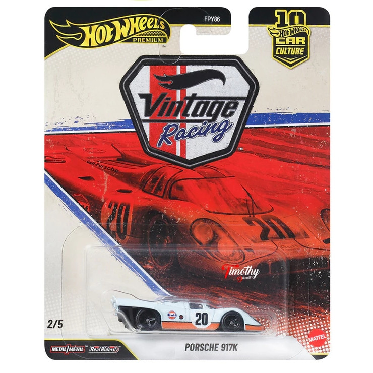 Hot Wheels Premium Vintage Racing Porsche 917K Gulf Balap Biru - Hot Wheels Ban Karet - Real Riders 
