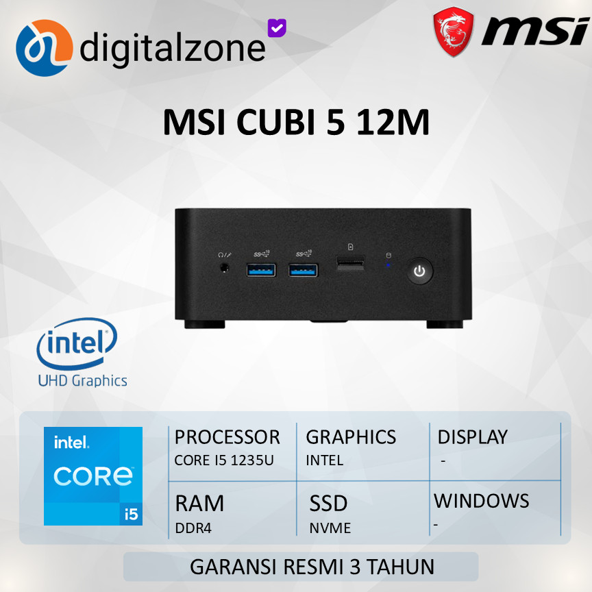 MSI Cubi 5 12M i5 1235U - Mini PC i5 1235U Gen 12 Msi Cubi i5 1235U