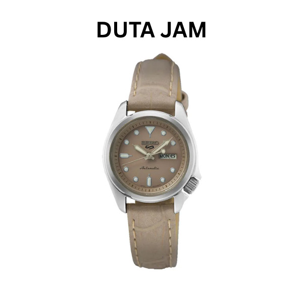 JAM TANGAN WANITA SEIKO SRE005 SRE005K1 ANALOG AUTOMATIC SAND BEIGE LEATHER STRAP