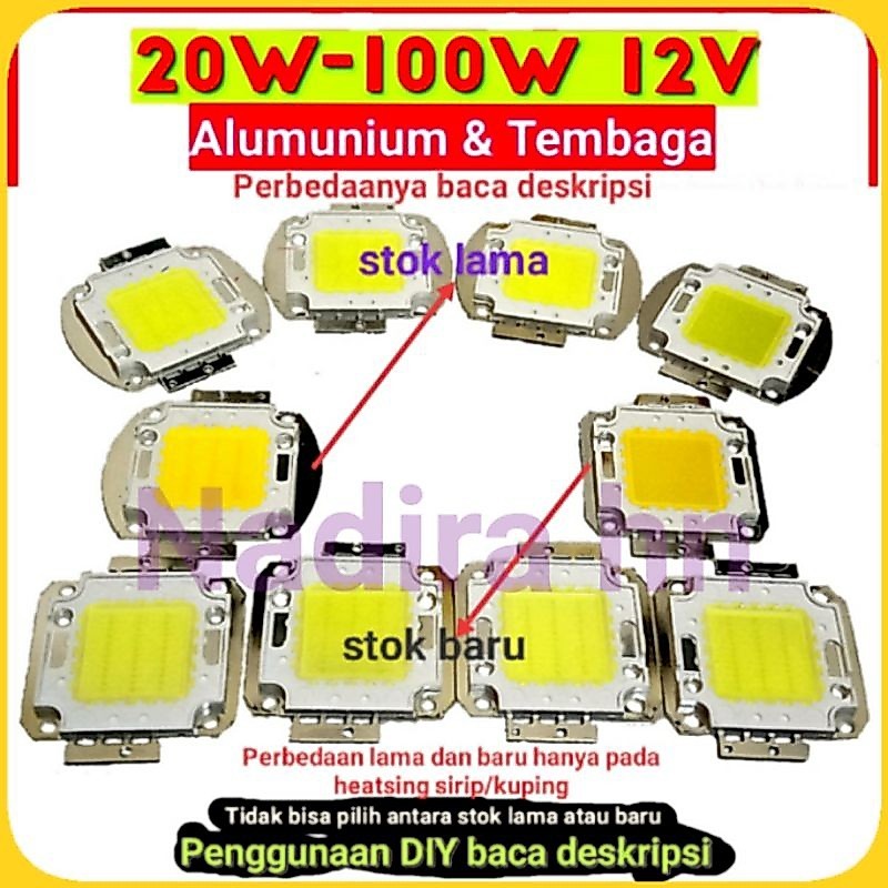 DIY LED 12V DC 20W - 100W HPL CHIP LAMPU PJU LAMPU SOROT LAMPU TEMBAK LAMPU VARIASI 20W 30W 50W 100W