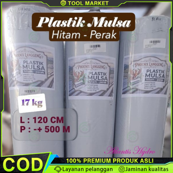 Plastik Mulsa Pertanian Hitam Perak L 1,2 M Panjang 500 M ( 1 Roll )