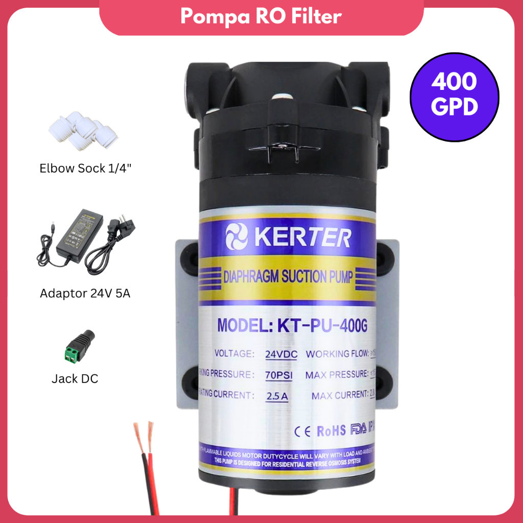 Pompa RO 24V Pompa Air RO 400 Gpd Dengan Adaptor Booster pump RO pompa dorong filter RO | C47