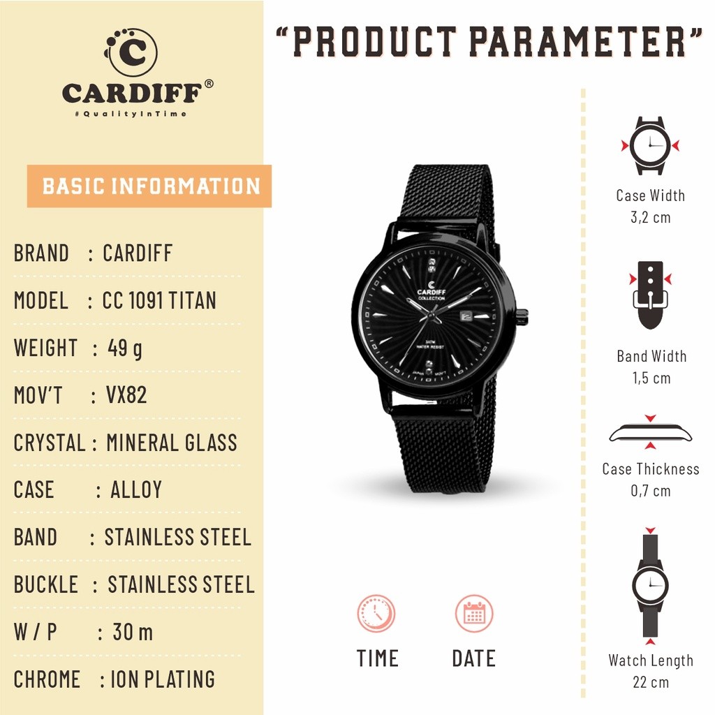 CARDIFF COLLECTION Analog 1091 VX Jam Tangan Wanita | D24