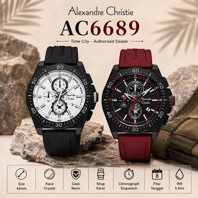 Jam Pria Alexandre Christie AC6689 Karet Analog