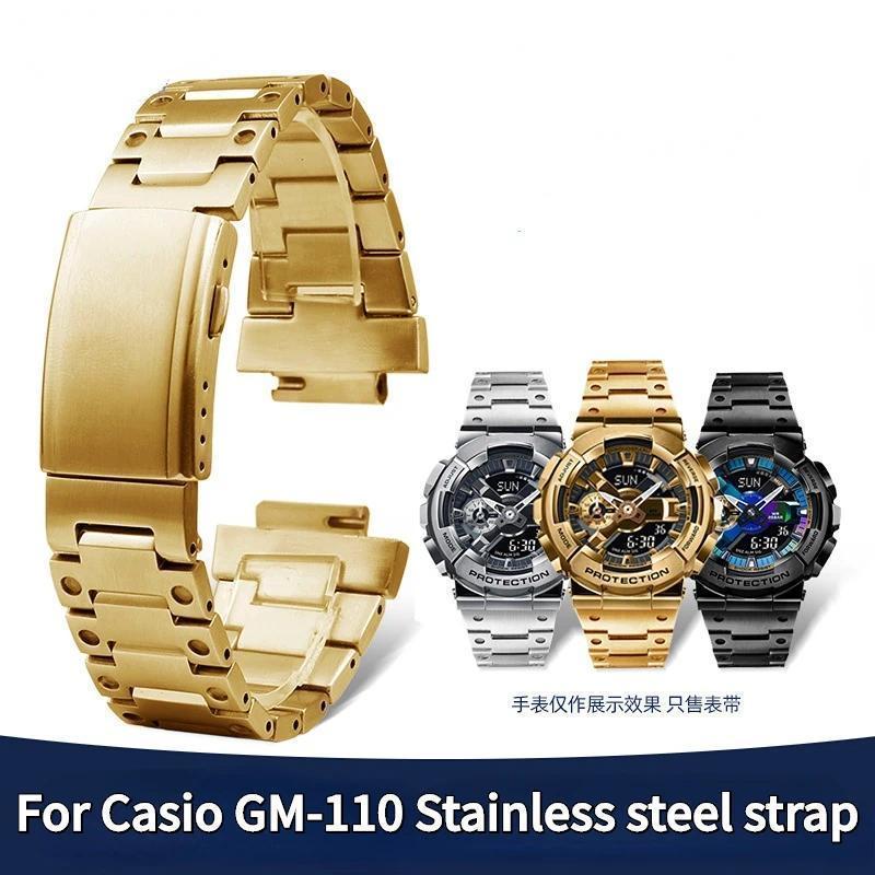 golden Black stainless steel solid turtle buckle strap 16mm for Casio G-Shock GM-110 GA-110GB small 