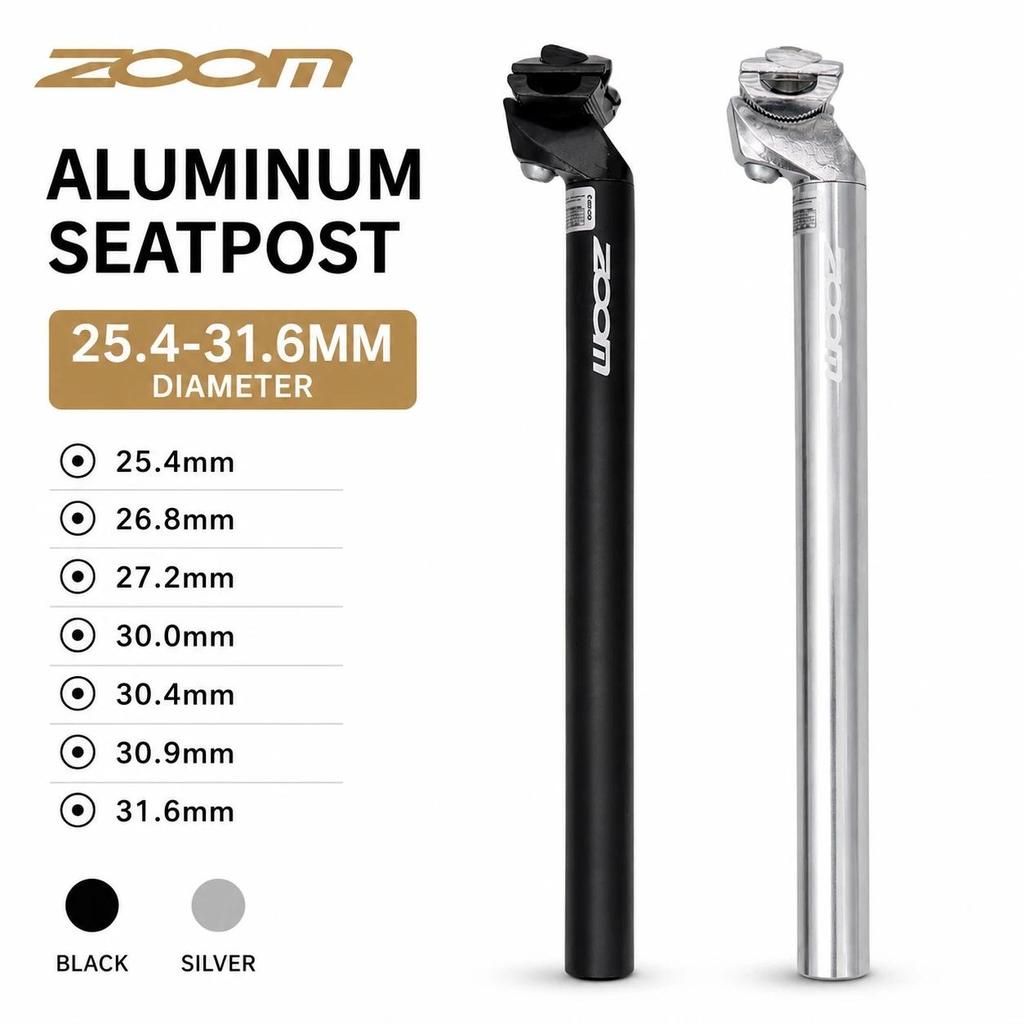 ZOOM Bike Seatpost 25.4mm 26.8 27.2 30.0 30.4 30.9 31.6mm 350mm MTB Road Bike Bicycle Seat Post with