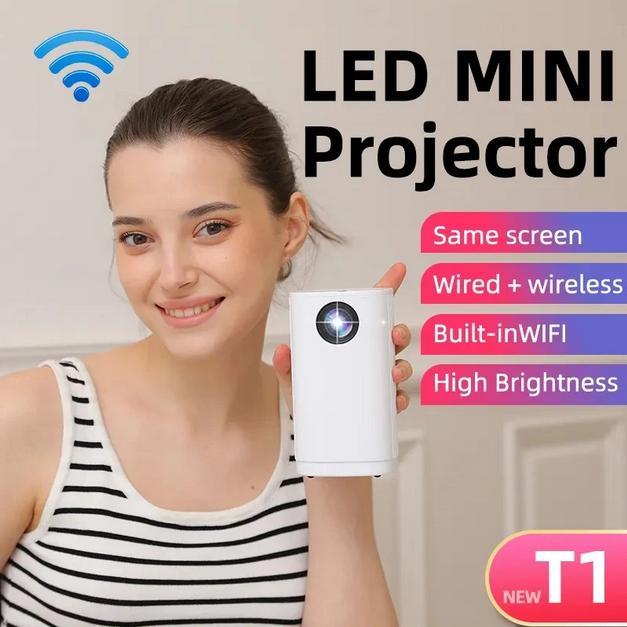 Proyektor Mini T30 WiFi LCD 2000 Lumens 40 ANSI 100 Inch Portable untuk HP Android iOS Presentasi