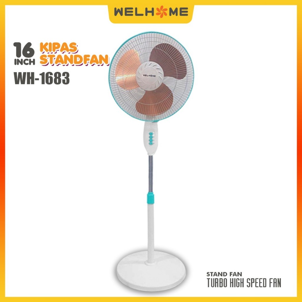 Kipas Welhome Angin Berdiri Kipas Angin Besi Tornado Garansi Resmi WH-1683