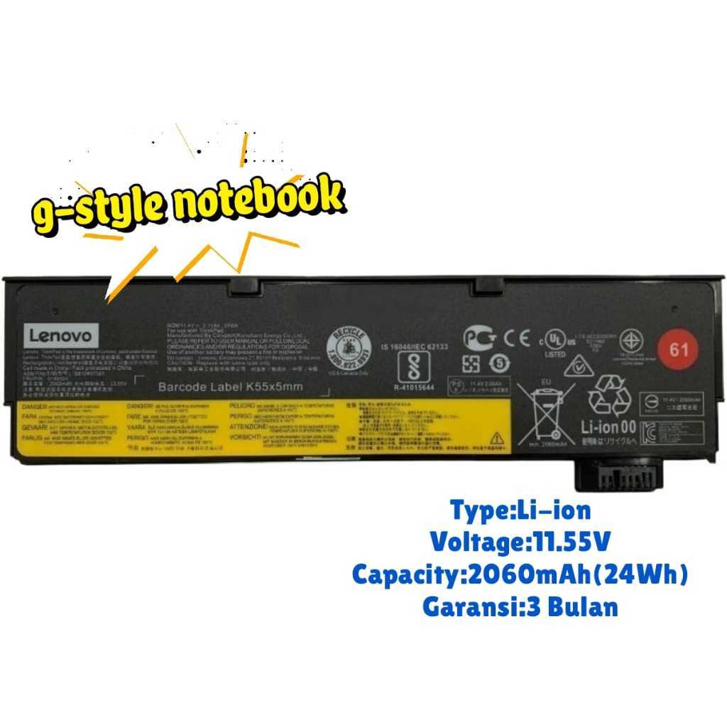 Baterai Laptop Lenovo Thinkpad T470 T480 T570 T570 T580 (61) Slim Original