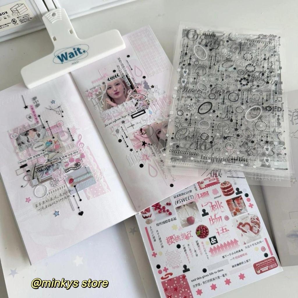 MINKYS New Cute Sticker Book Set Kawaii Scrapbooking Stickers Journal Decorative Sticker Stationery