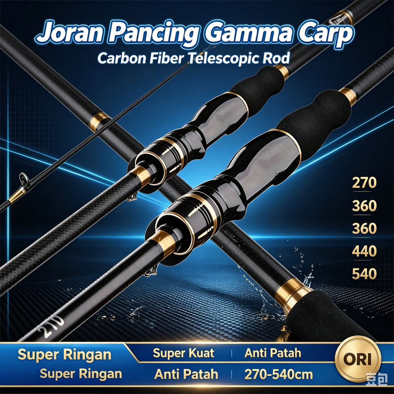 Set Joran Pancing Spinning Casting 1.6‑2.4m Bahan Fiberglass Max Drag 20kg Anti Patah, Paket Tongkat