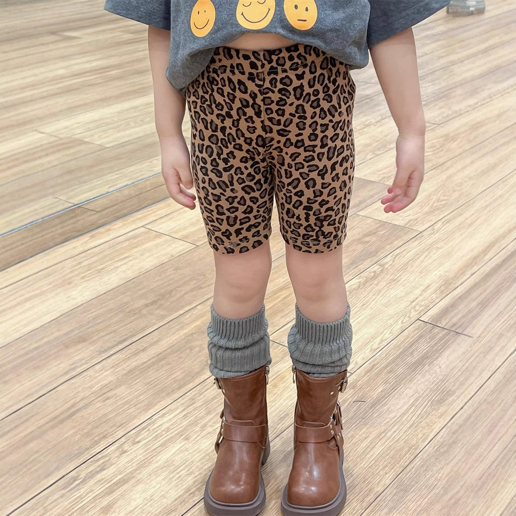 CELANA PENDEK ANAK PEREMPUAN STRIT LEOPARD ANAK CELANA HARIAN LUCU