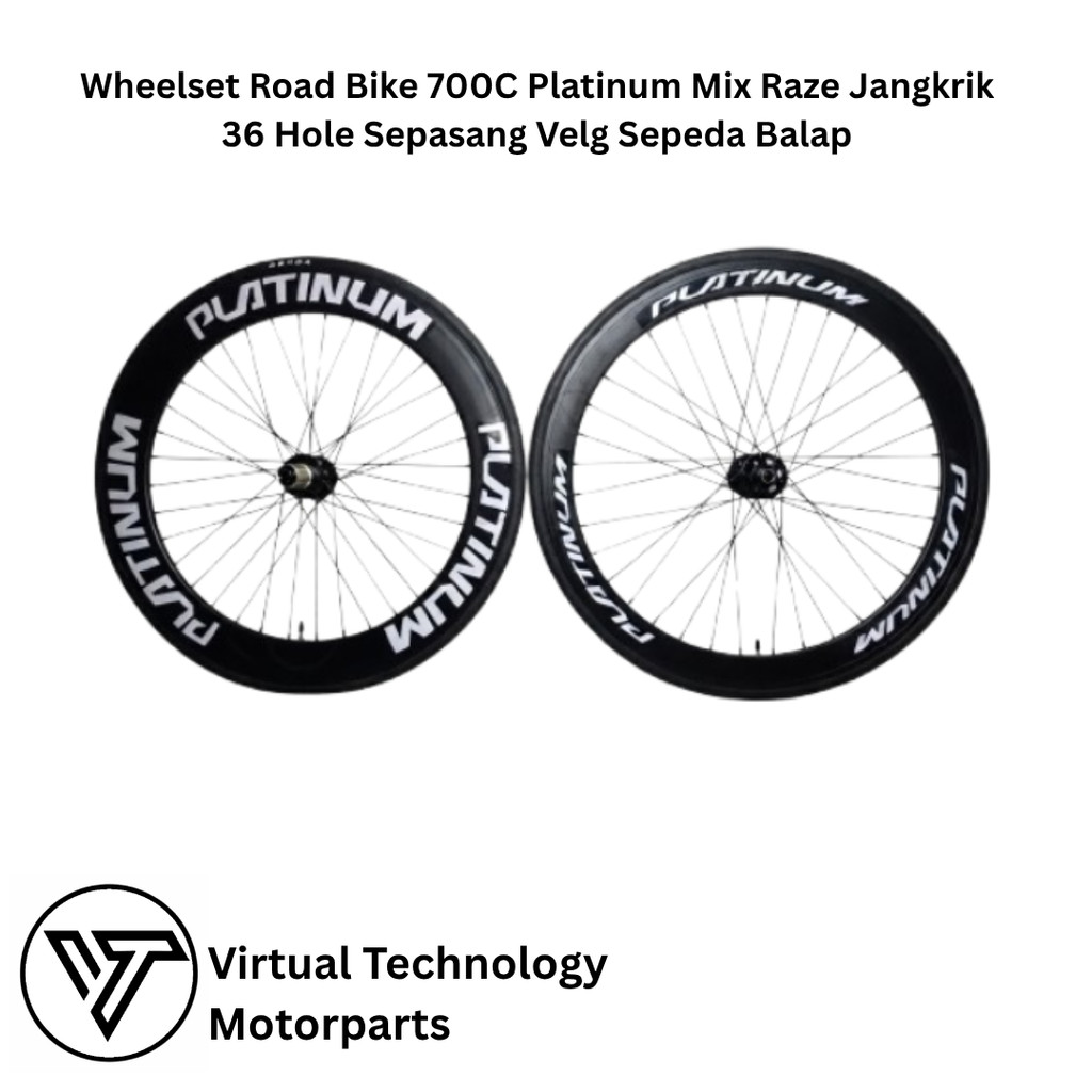 Wheelset Road Bike 700C Platinum Mix Raze Jangkrik 36 Hole Sepasang Velg Sepeda Balap