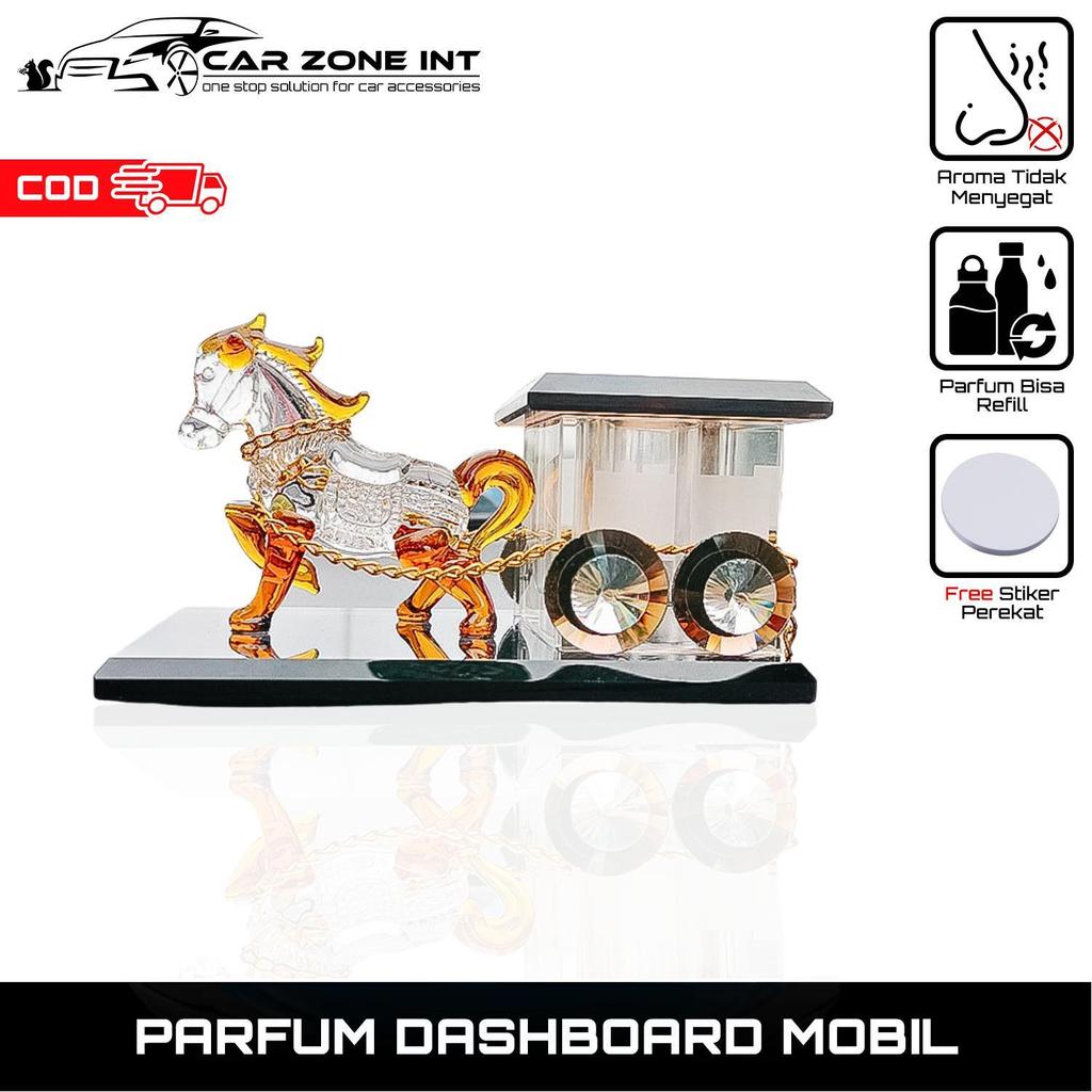 [ Car Zone Int ] Pajangan & Parfum Dashboard Mobil Model Kuda Krystal Mewah | Aroma Lembut Tahan Lam