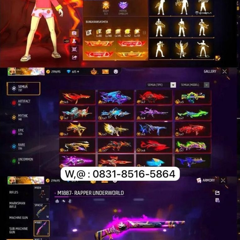 jual akun free fire sultan