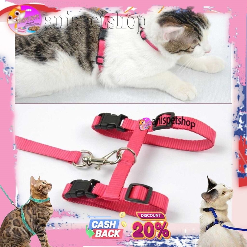 Tali Hewan Model H Harnes Tali Tuntun Kucing Kelinci Musang Anjing Monyet Harness