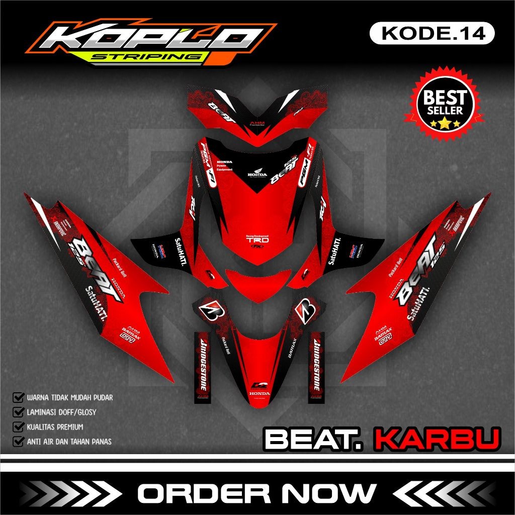 Sticker Decal Full Body BEAT Karbu 2006 2007 2008 2009 - Dekal Stiker Beat Karbu Desain Rodrace