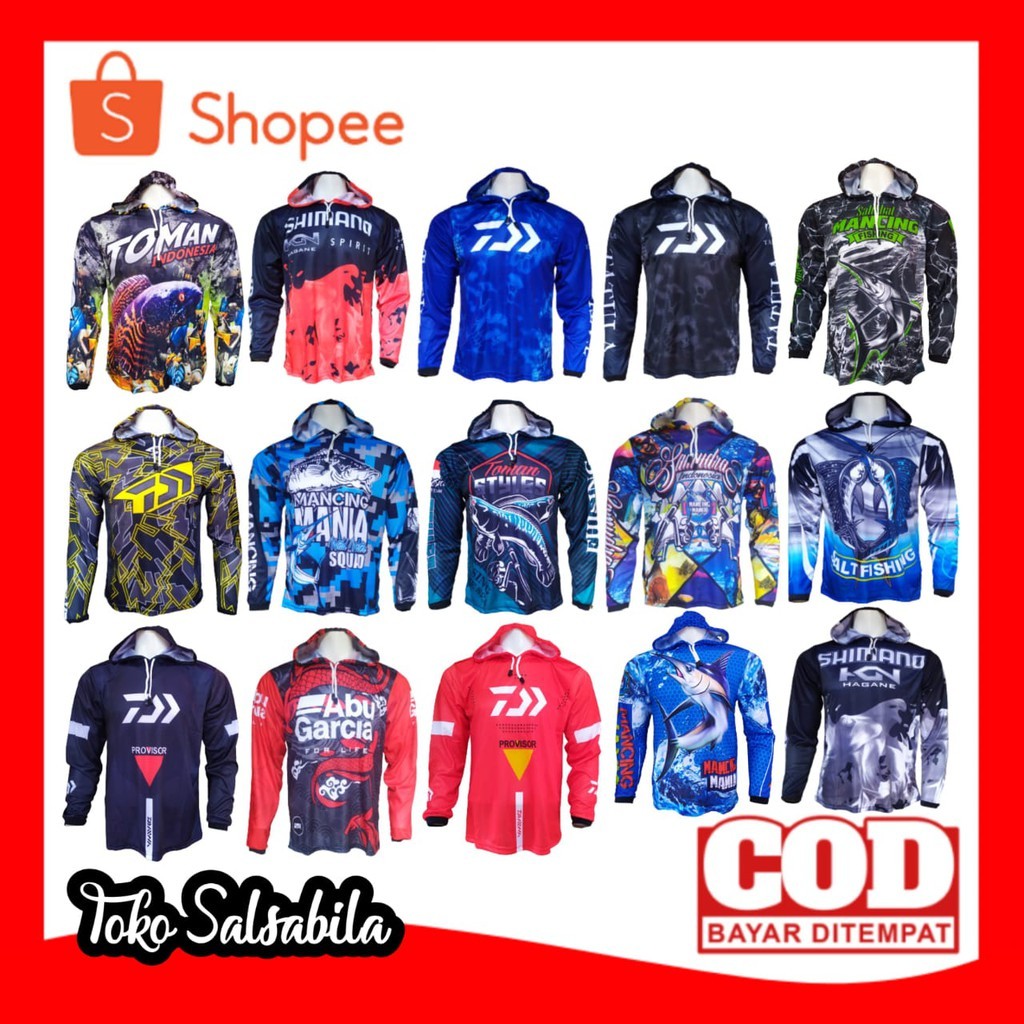 karrinustore - Jersey Mancing Hoodie Lengan Panjang / Kaos Mancing Tudung / Baju Mancing Mania Jerse