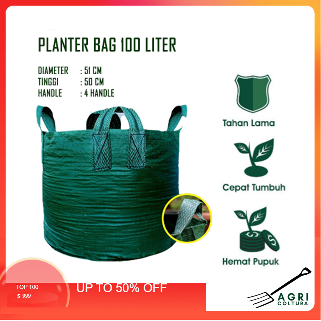 Planter Bag 100 Liter Handle 100% Media Tanam Planter Bag 100 Liter