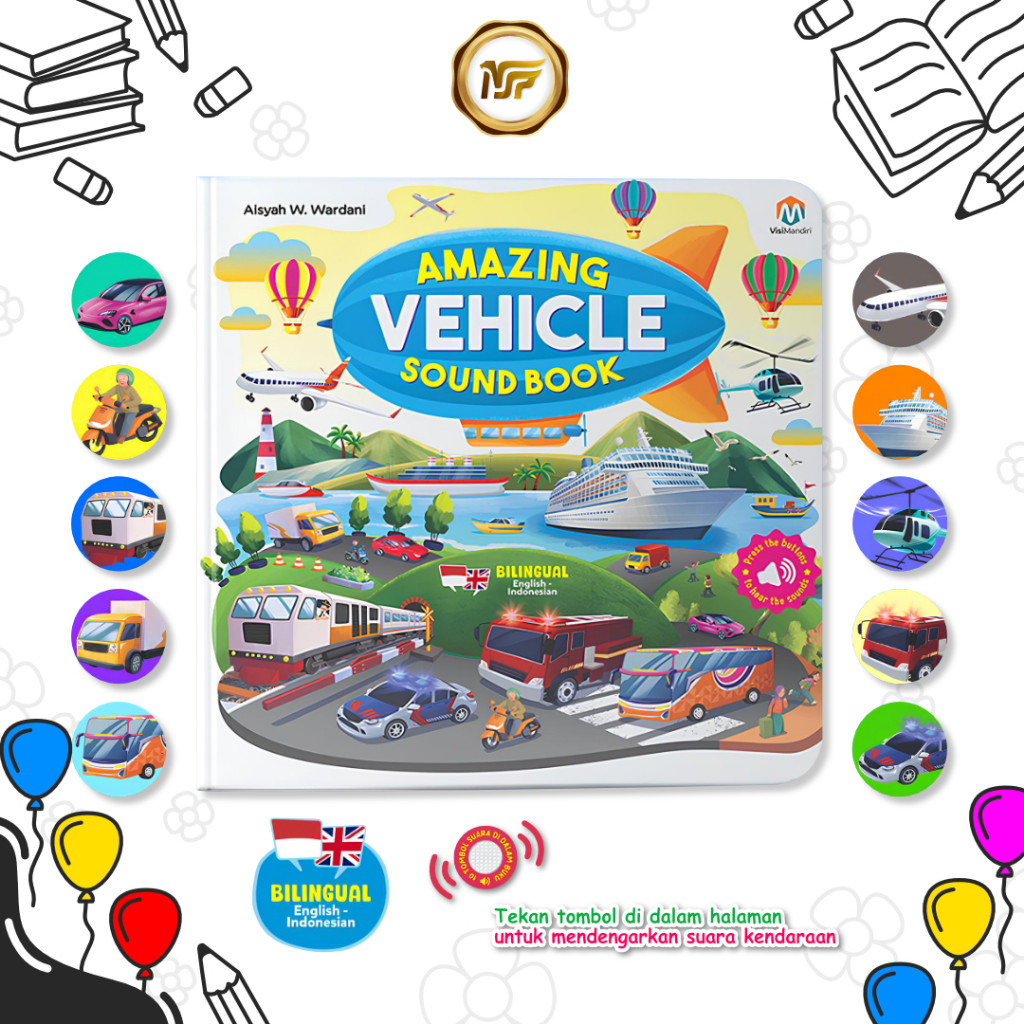 Buku Bersuara Kendaraan Amazing Vehicle Sound Book Buku Anak Edukasi Inggris-Indonesia - Ziyadbooks