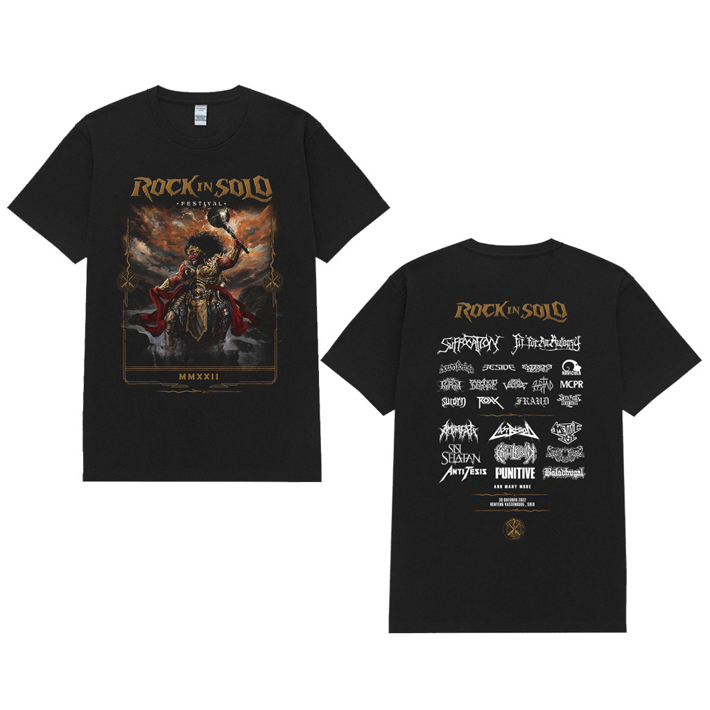 (COD) Trendrock - T-shirt ROCK IN SOLO 2022 / PREMIUM TSHIRT + Free Stiker / Kaos Band / Baju Band /