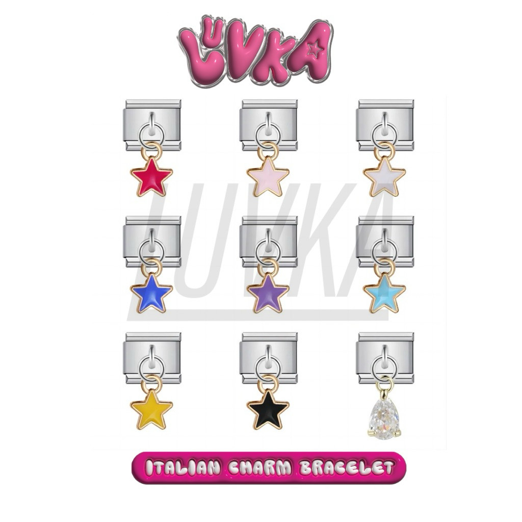 Italian Charm Bracelet Little Star Liontin Series Gold & Platinum / Charm Premium Italian Bracelet