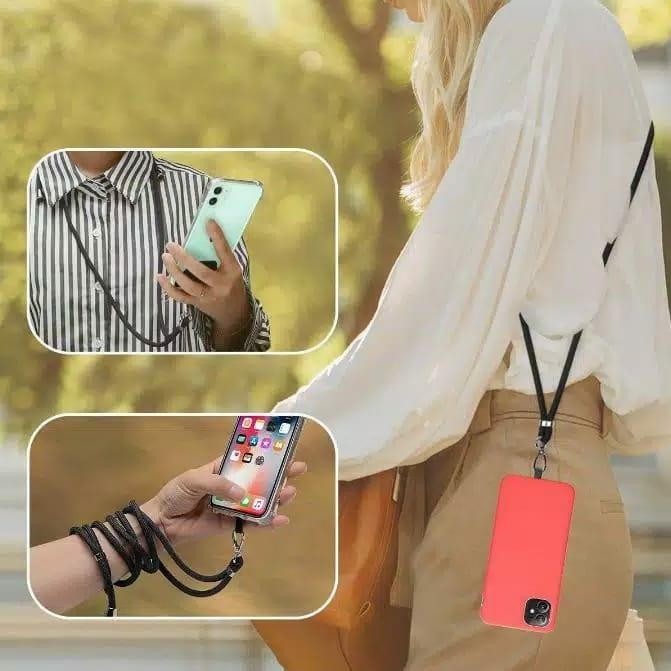 grosimart78b TALI SEPATU GANTUNGAN HP leher case universal iphone sams - Hitam