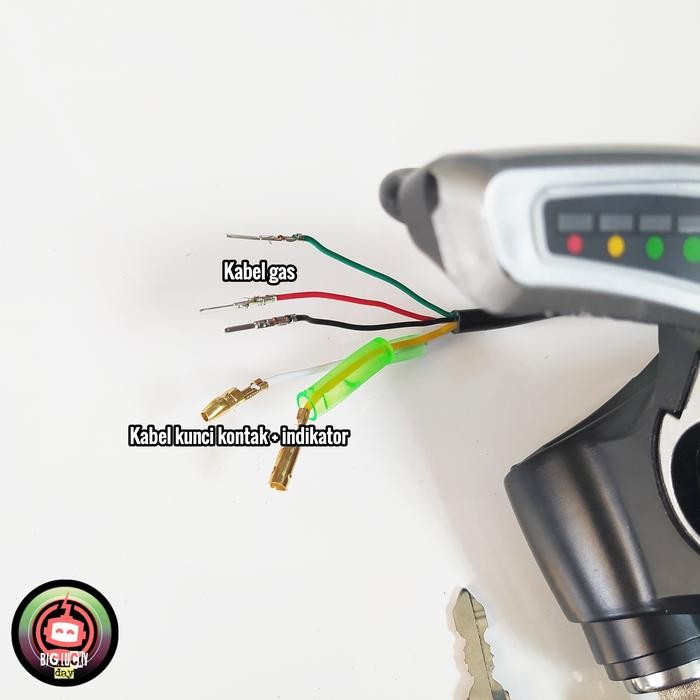 handle gas sepeda listrik 48v universal indikator baterai kabel gas