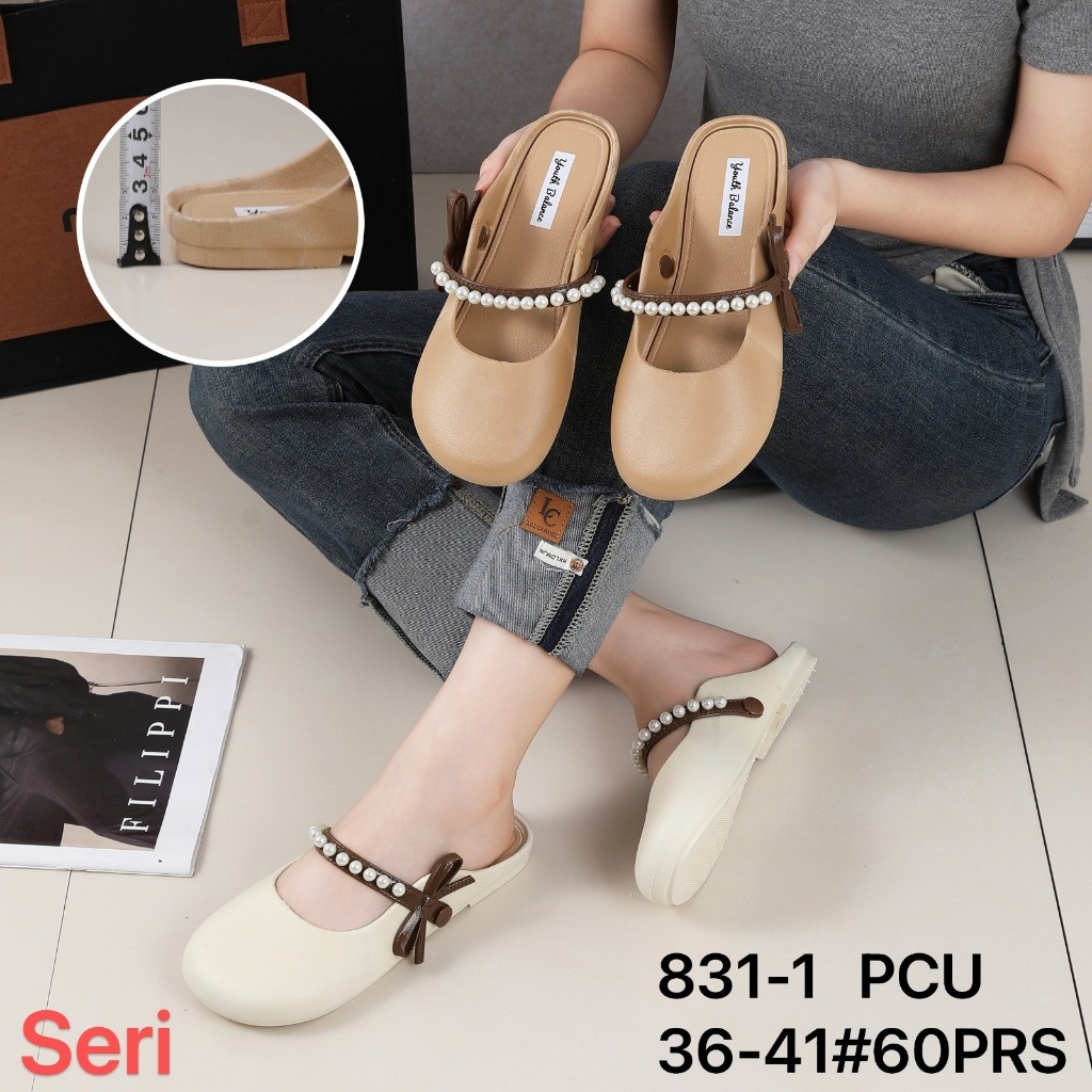 Sandal Mules Mutiara Wanita Sandal Selop Pita Youth Balance 831-1