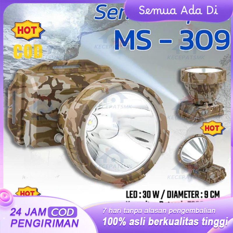 DONY / Senter Kepala Cas / MS 309 / SOBIG 30 W 30 WATT / QLED LED T6 / Super Terang / Murah Senter K