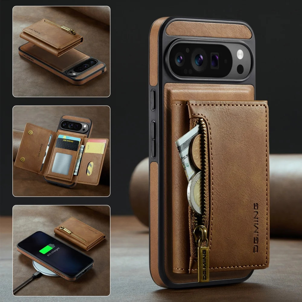 Untuk Google Pixel 9 Pro XL Magnetic Split Phone Case Pixel 10 Pro XL 8 Pro 2-in-1 Wallet Holster Ph