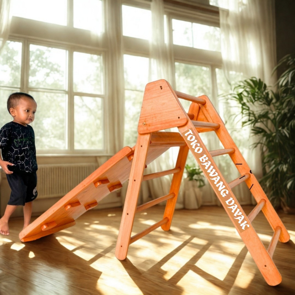 Perosotan Anak Kayu Lipat Montessori untuk usia 2-6 tahun –Mainan Motorik Indoor Jungle Gym Brakiasi
