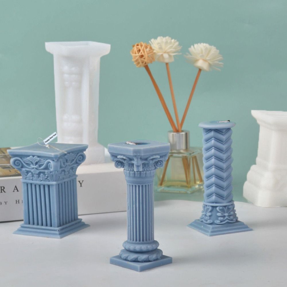 3D Roman Column Candle Mold DIY Silicone Cake Resin Molds 3D Art Wax Candle Making Mould Silicone Ha
