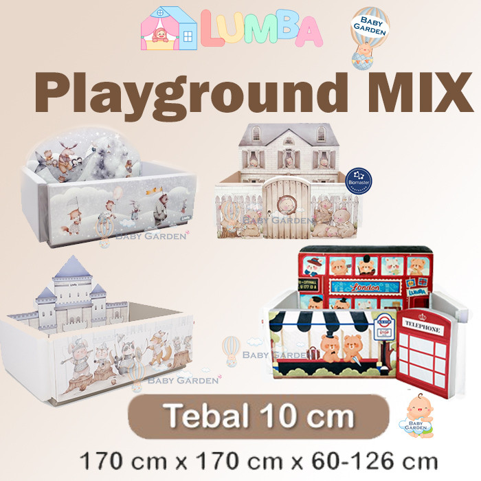Lumba Playground Antibacterial Bear House | Bumpermat | Playmat | Box bayi | Matras Bayi