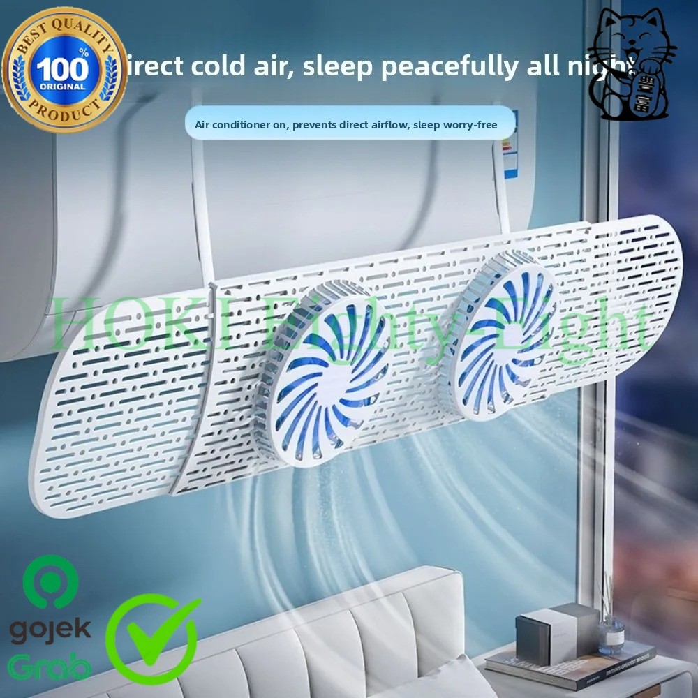 Cover Angin AC Adjustable Air Conditioner Deflector with Fans | Talang AC MODEL TERBARU DENGAN 2 KIP