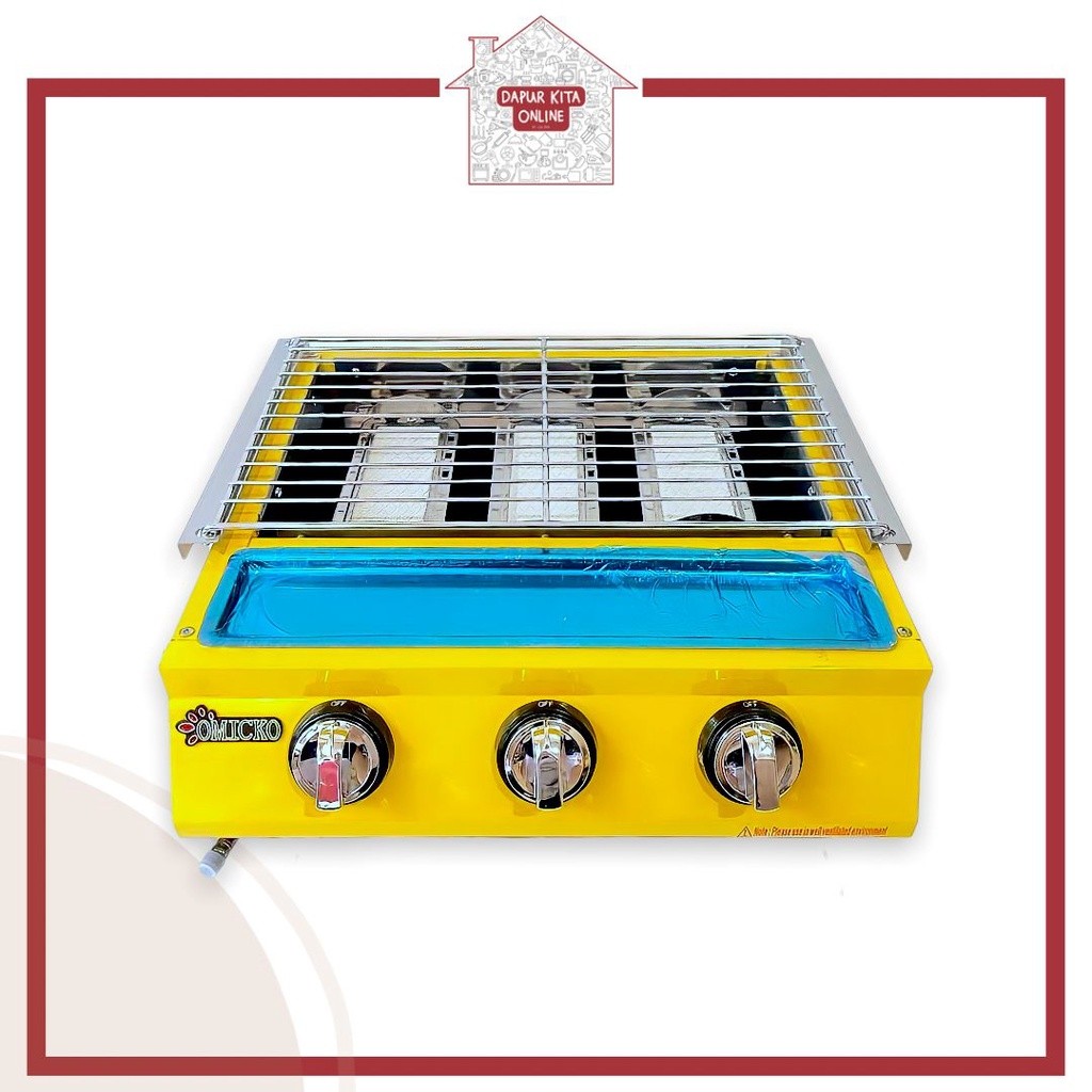 Kompor Panggangan Sosis 3TK / Kompor Sosis Jagung Omicko 3 Tungku / Gas Roaster / Pemanggang Sosis /