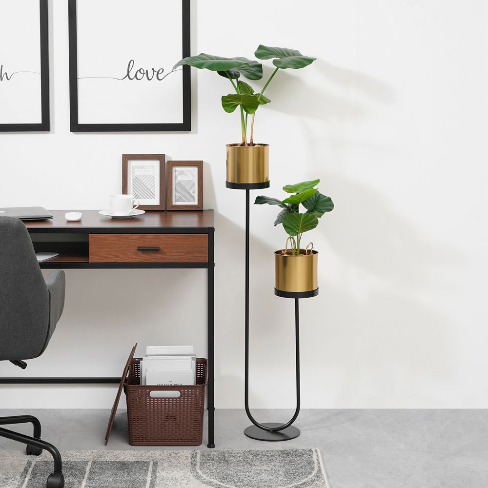 Informa Pot Tanaman Dengan Stand 104.5 cm - Gold Flower Pot Planter Bunga Wadah Tanam Pot Hias