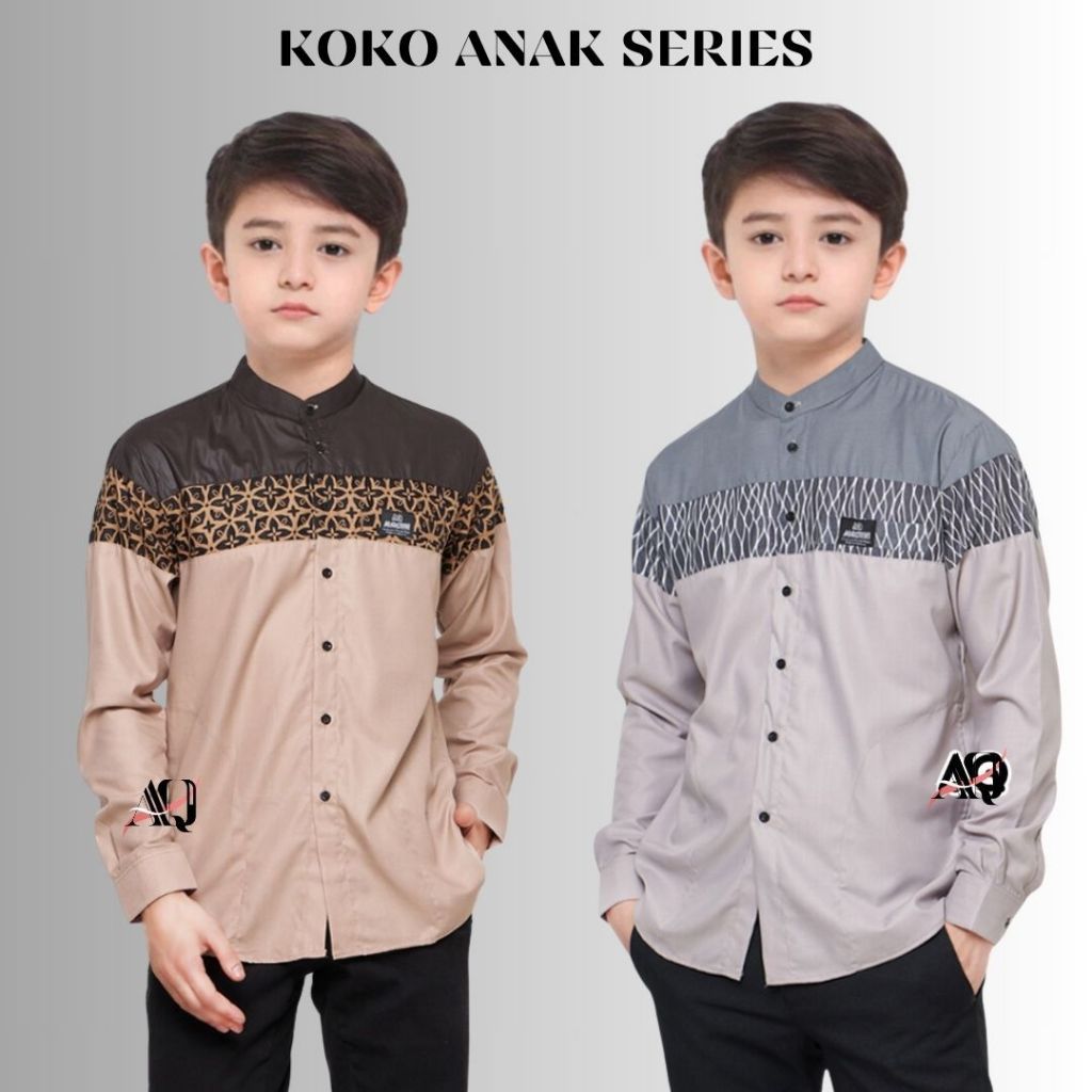(TERBARU) Baju Koko Anak Lengan Panjang Umur  8-15 Tahun koko pria lengan panjang al qorni shop terb
