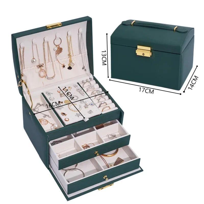 1 Three-layer Large Capacity Beaded Pearl Necklace Bracelet Ring Box Necklace Box Watch Storage Box 