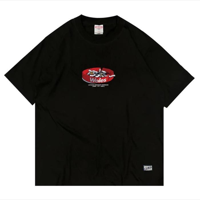 (COD) WOLES Original Sebat Ashtray T shirt Black - Kaos Hitam Cotton Combed 24s Unisex - Black, S