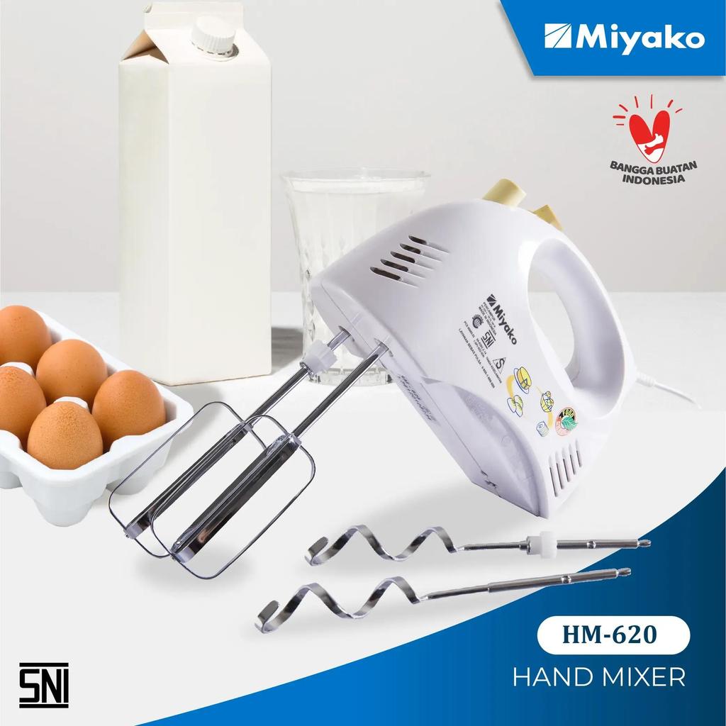Miyako Hand Mixer HM - 620 TANPA MANGKOK - Termasuk Beater Dough Hook Garansi Resmi Pengadon Mikser 