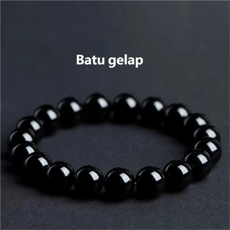 Gelang obsidian emas hitam alami, manik-manik longgar kristal keberuntungan