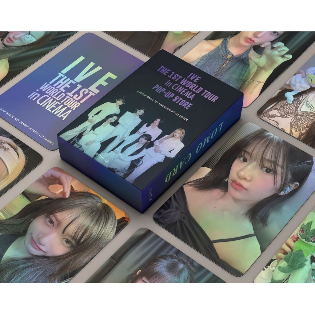 IVE 55PCS Holographic Cards Cinema Tour Photocard Set Wonyoung REI LIZ Limited Dive Merch Fast Ship 