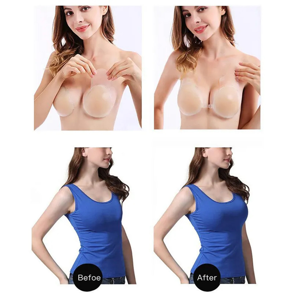 [ DENGAN BOX ] Bra Silikon Tempel Push Up BH Wanita Tempel Party Kancing Bra Wedding Tanpa Tali ORIG