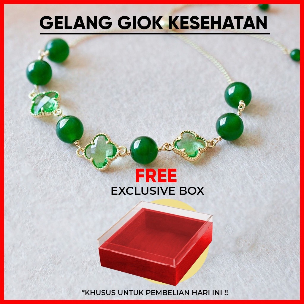 Gelang Giok Serut Hijau Bunga Titanium | Aksesoris Gelang | Gelang Giok Asli China