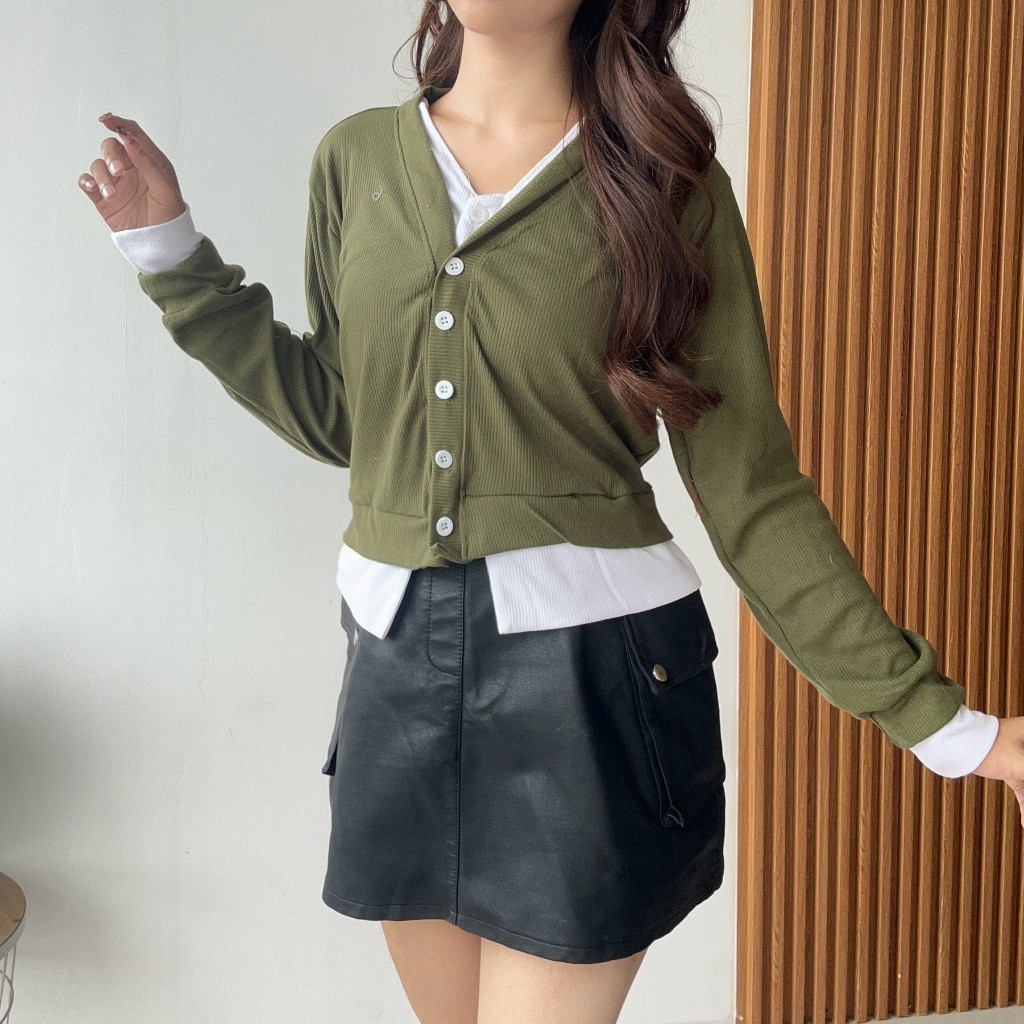 Luxvera —— (Real Picture) Ditto Cardigan Top Knit Atasan Cardy Wanita Korean Fashion Wanita