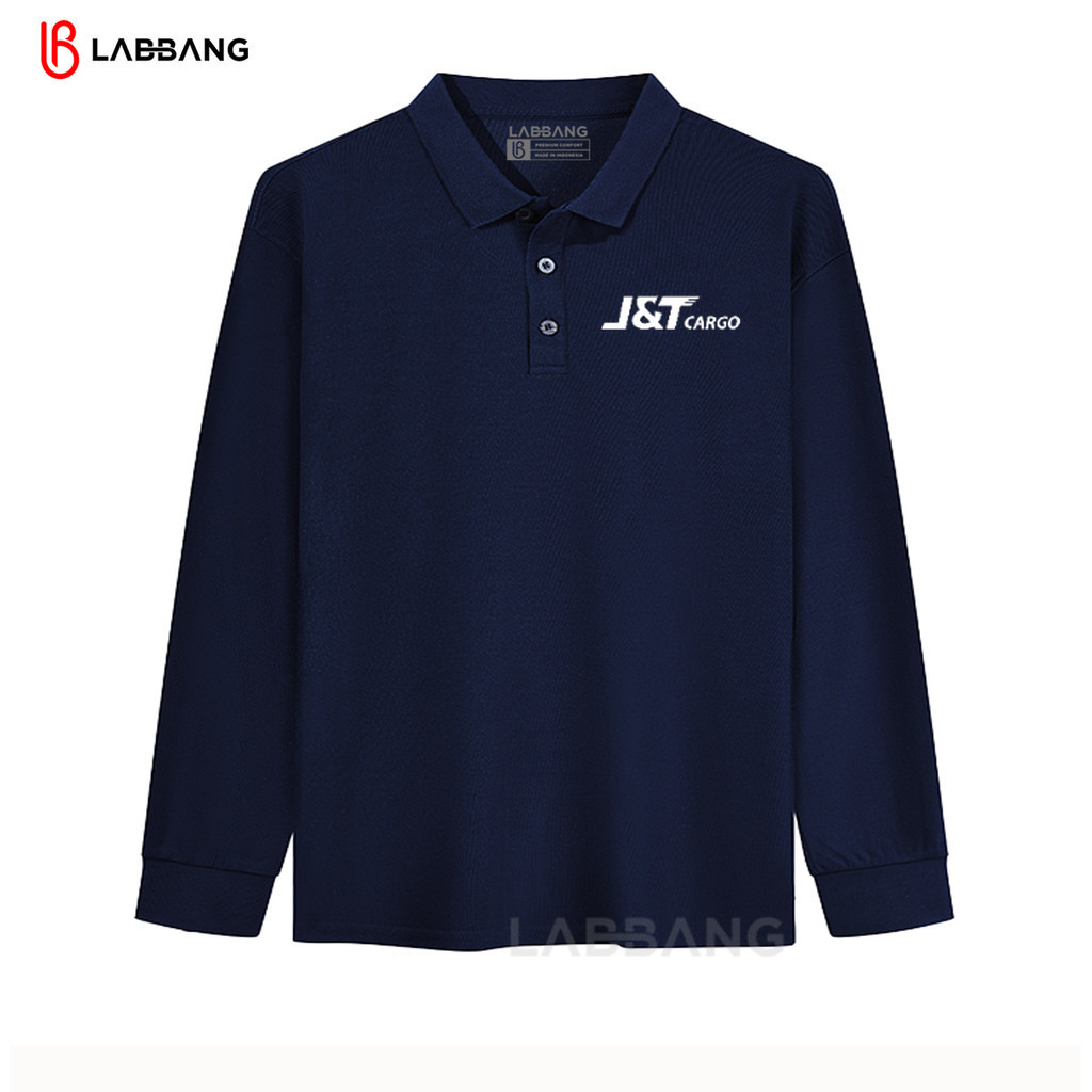 LABBANG Polo Shirt Lengan Panjang JNT Cargo Unisex Cream Pria Wanita Seragam J&T
