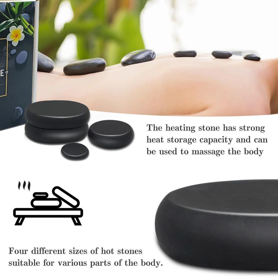 Massage Hot Stone Set,10 Piece Black Hot Stone Massage Set,Hot Massage Stone for Professional or Hom