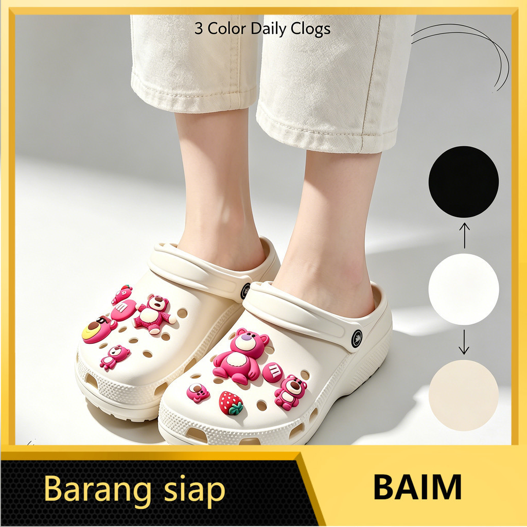 Clog EVA Mirip Crocs Empuk Anti Bau Karet Lentur Slip On Tali Belakang Sandal Liburan Travel Pria Wa